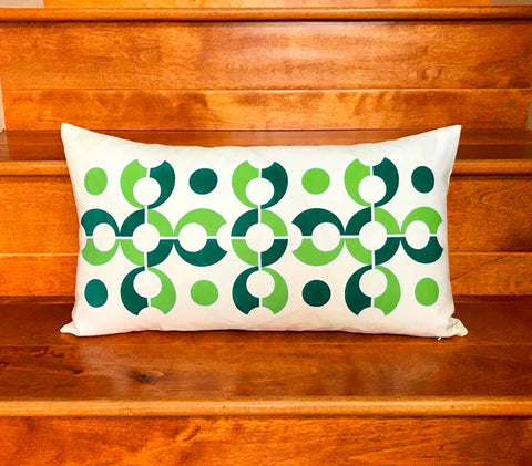 Pop Dots 20" x 11" Linen Lumbar Throw Pillow - Green