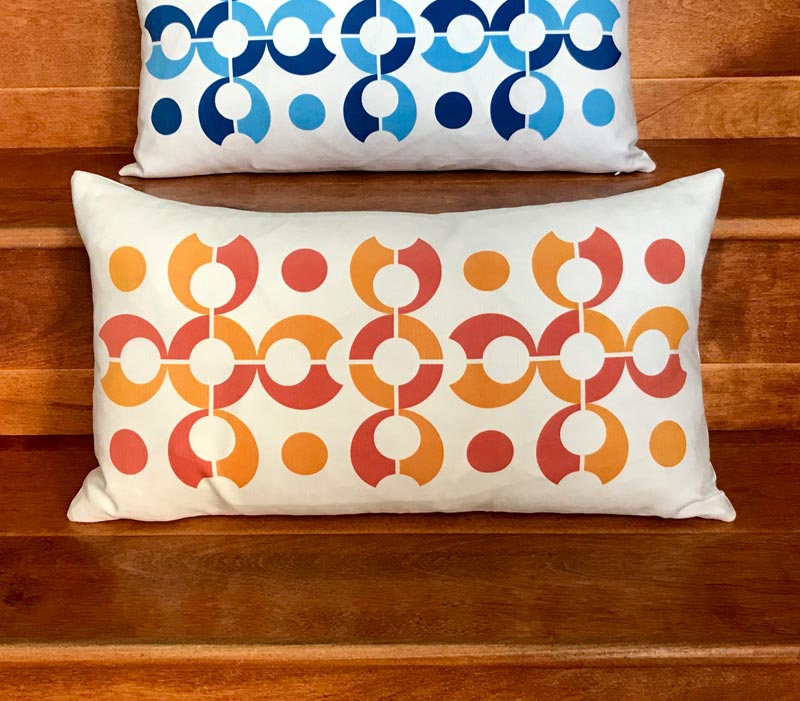 Pop Dots 20" x 11" Linen Lumbar Throw Pillow - Orange